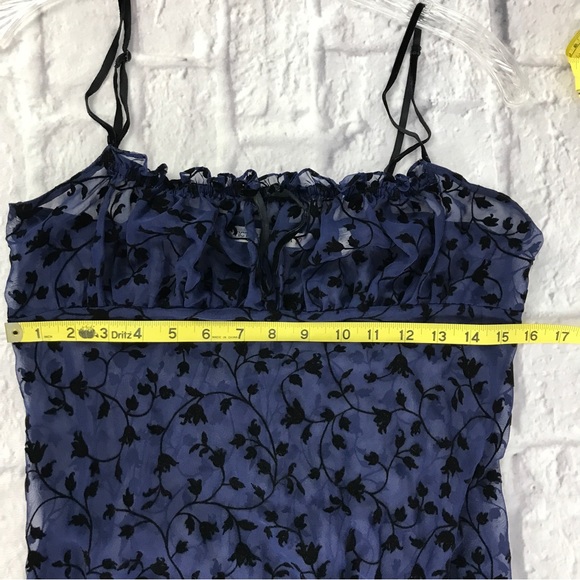 Vintage RARE Velvet‎ Burnout Victoria’s Secret Milkmaid Slip dress Sapphire Blue - Picture 6 of 9